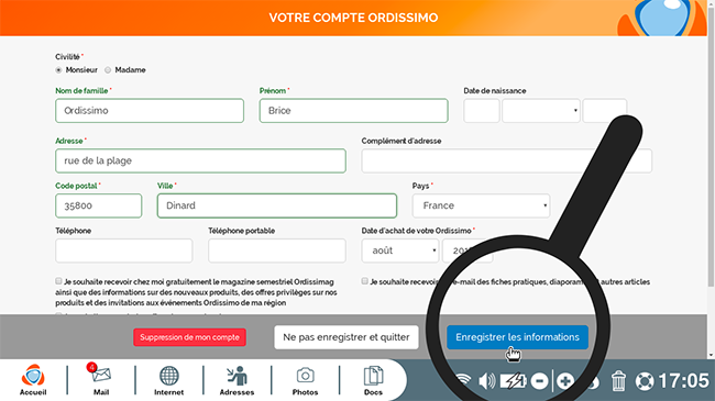 modifications de mes données personnelles