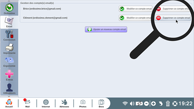 supprimer un compte mail