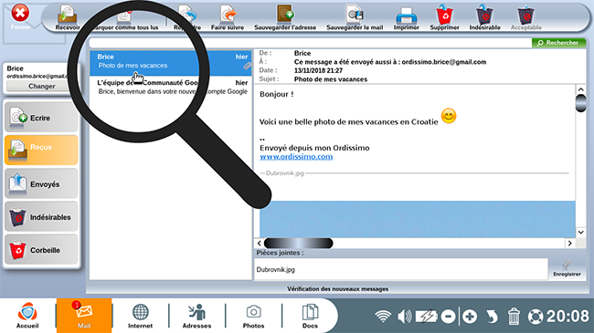 ouvrir l'e-mail reçu