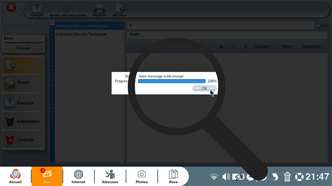 Progression de l'envoi.