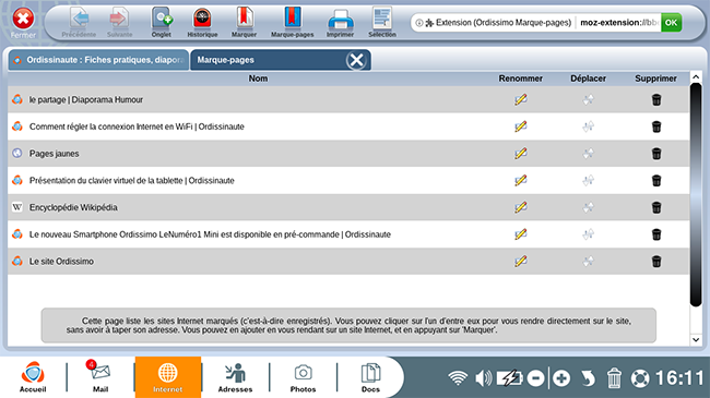 aperçu des marques pages après suppression