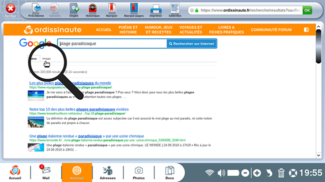 Rechercher la photo souhaitée sur internet.