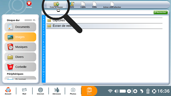 Cliquer sur l'icône "Créer un dossier".