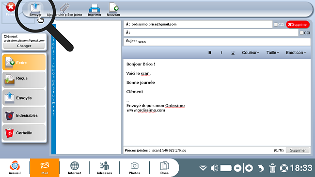 Envoyer le scan par e-mail