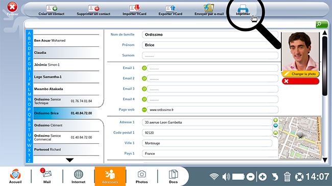 Imprimer fiche contact