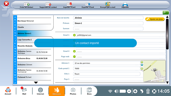 contact importé
