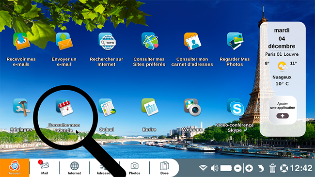 ouvrir l'application des agendas