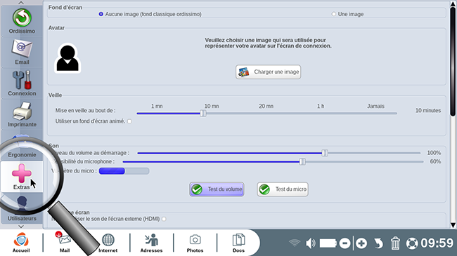 cliquer sur extras