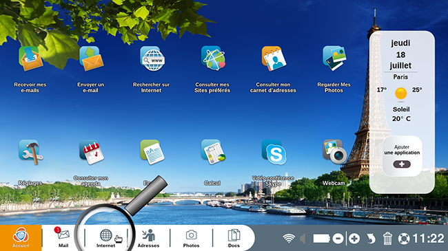 Cliquer sur l'icône internet