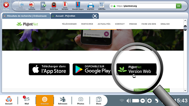 cliquer sur PlantNet version web