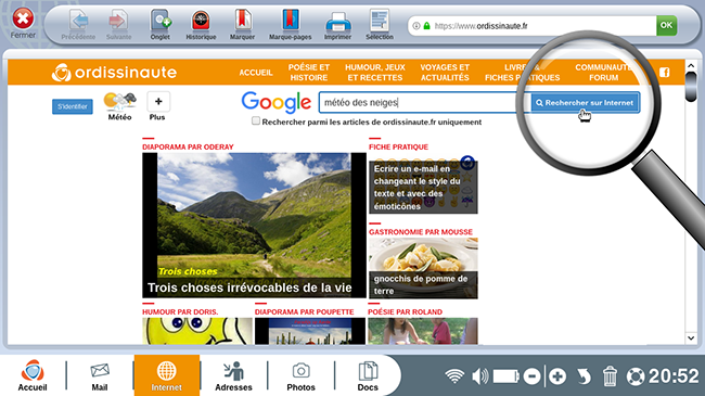 cliquer sur rechercher sur internet