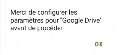 confirmer le choix de google drive