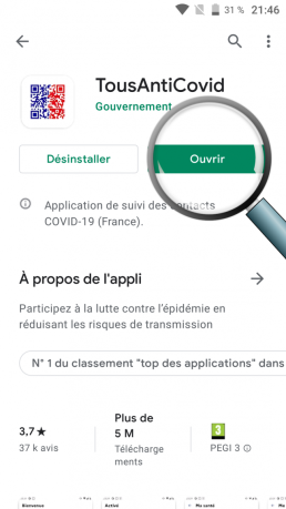 application tous anti covid dans le play store