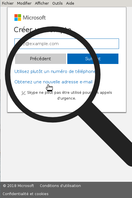 créer un compte depuis un adresse mail