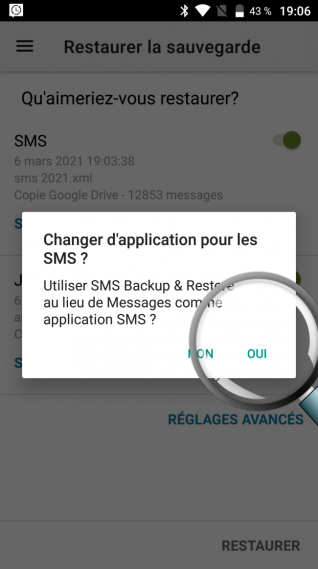 changer d'application SMS