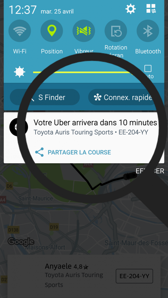 recevoir une notification uber