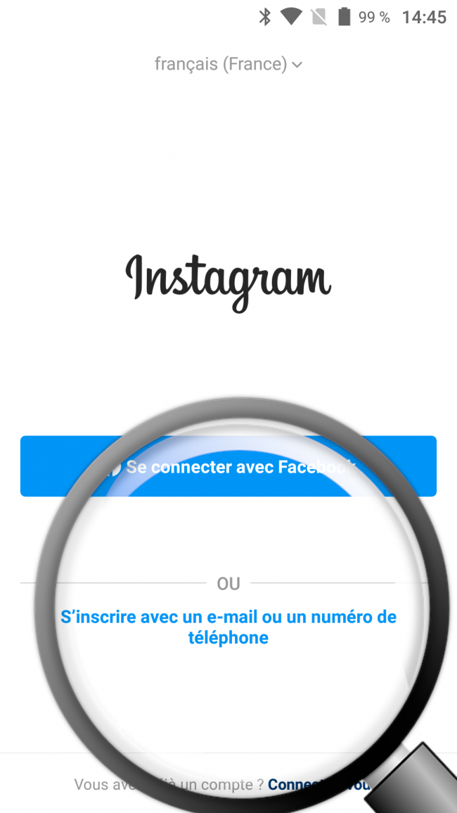 s'inscrire sur instagram