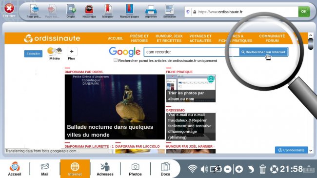 lancer la recherche du site internet