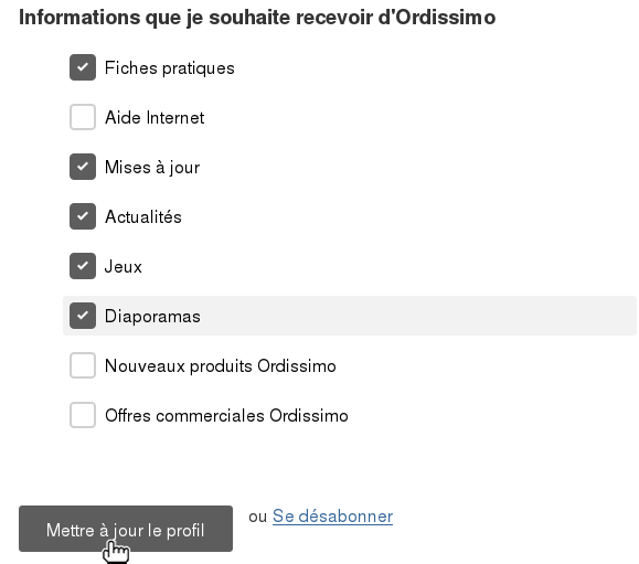 cliquer sur mettre à jour