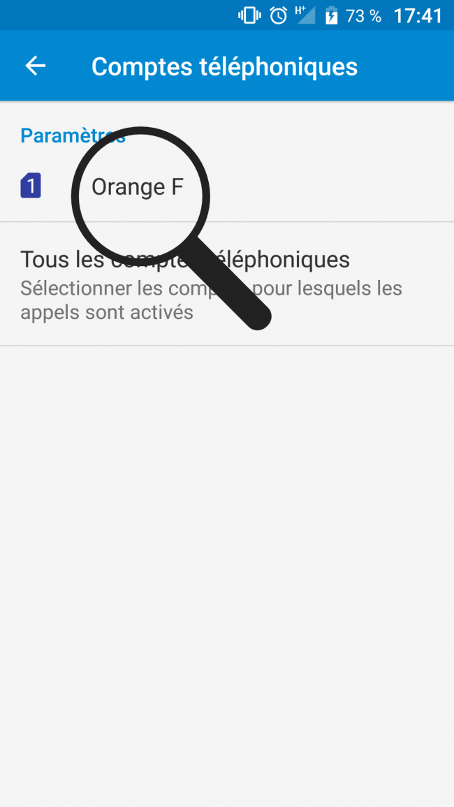 sélectionner son compte téléphonique