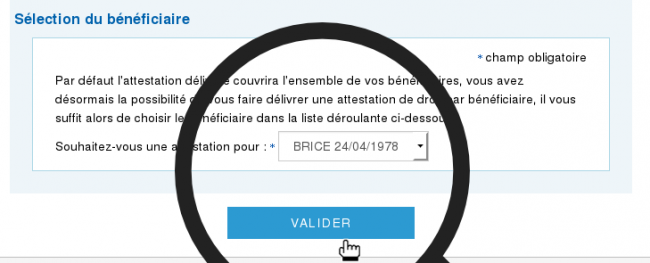 sélectionner le bénéficiaire