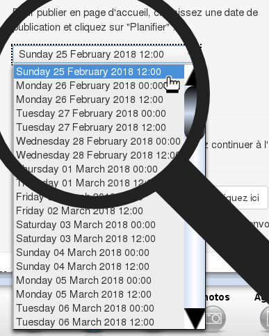 choisir la date de publication