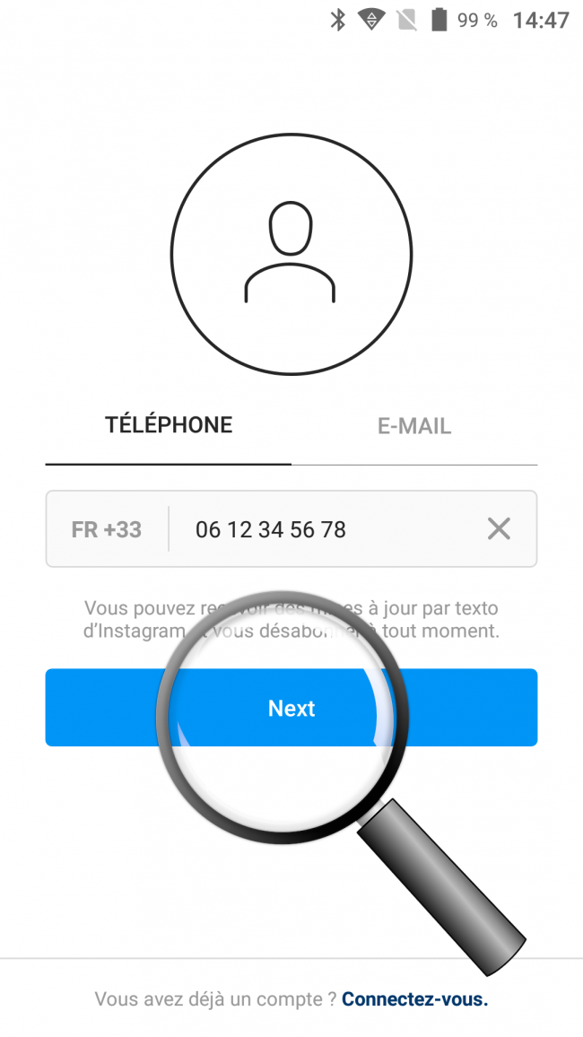 renseigner le numéro de téléphone instagram