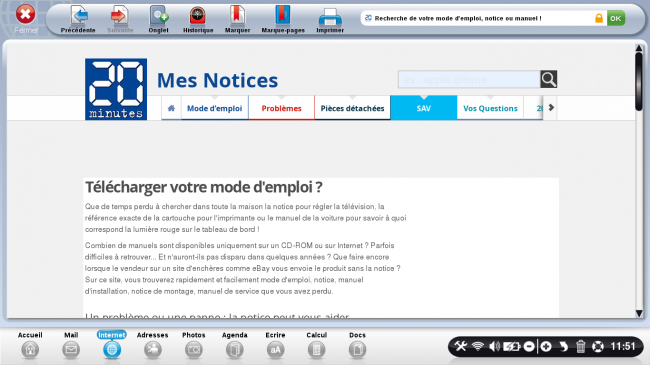 page d'accueil du site