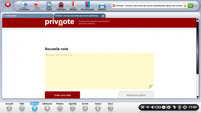 page d'accueil du site privnote