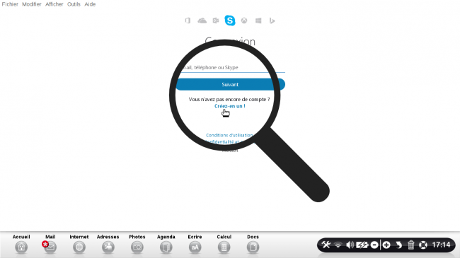 créez un compte skype