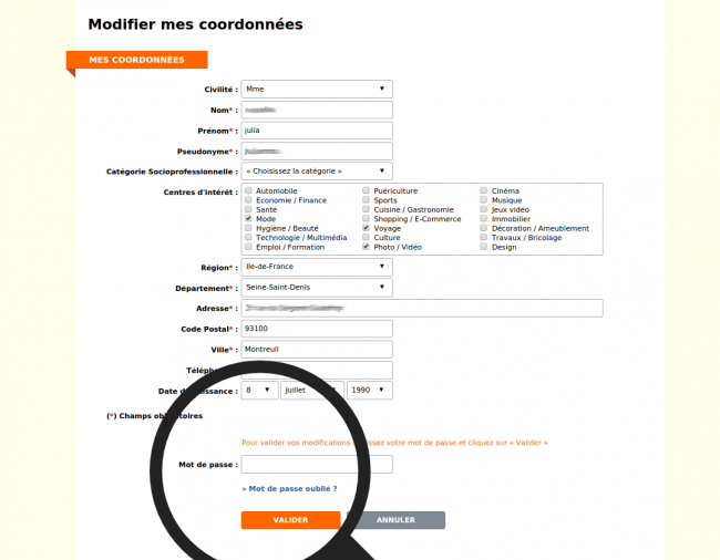 valider mes modifications personnelles