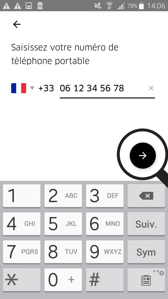 écrire le numéro de téléphone