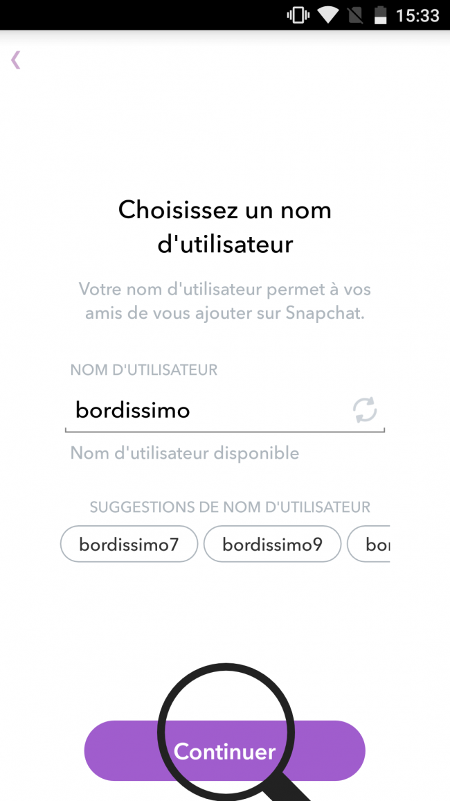 choisir le nom d'utilisateur