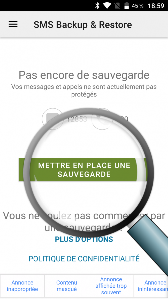 page d'accueil de l'application