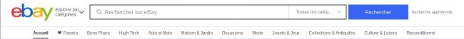 présentation des rubriques ebay