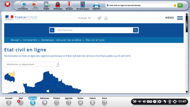 page d'accueil du site des archives publiques