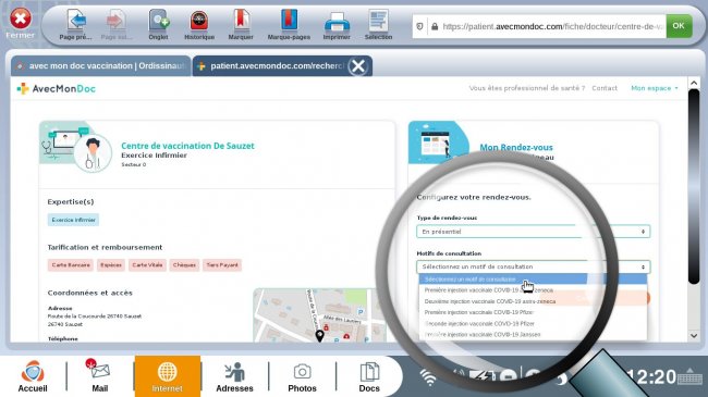 choisir le motif de consultation