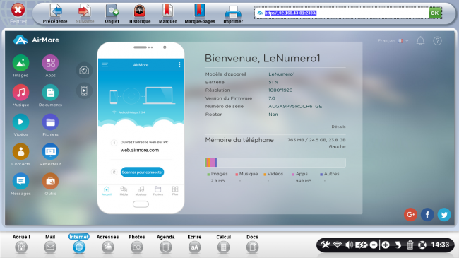 connecter le smartphone ordissimo à airmore