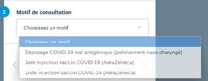choisir le motif de consultation