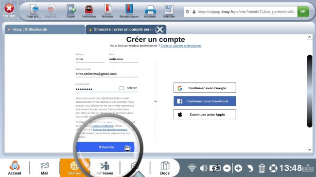 s'inscrire sur ebay