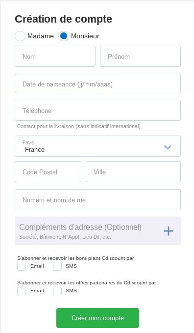 finaliser la création du compte