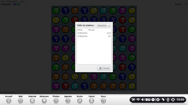 le tableau des scores