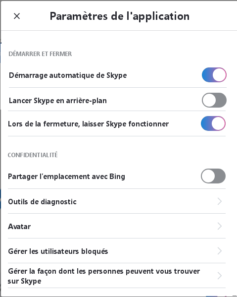 modifier le démarrage de skype