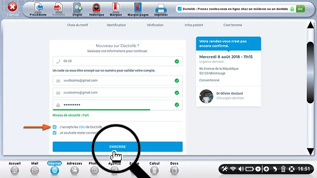 s'inscrire à doctolib