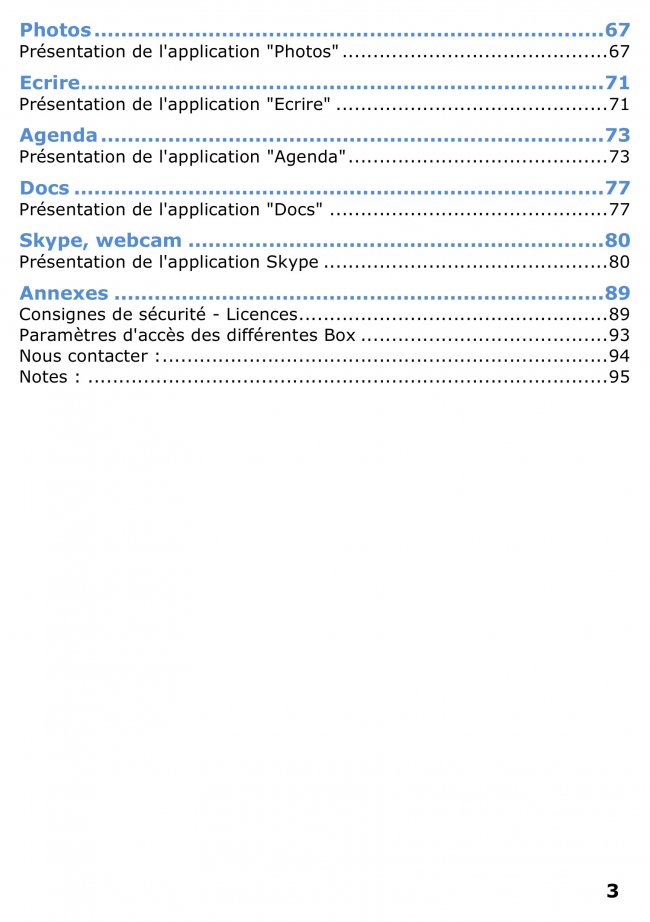 Mode d'emploi Ordissimo sommaire page 2