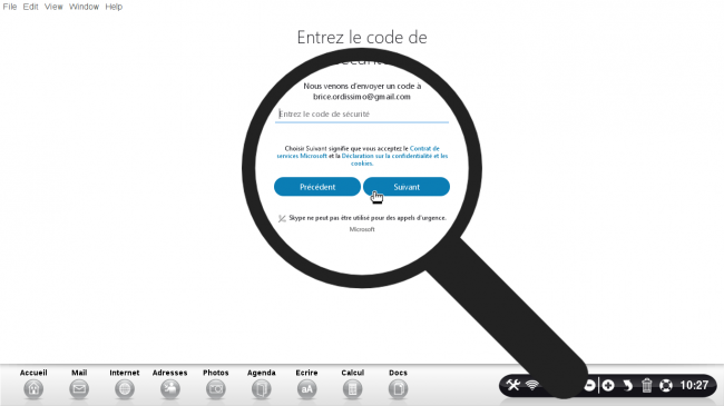 entrer le code de confirmation