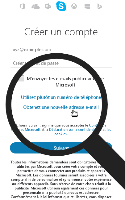 créer un compte depuis un adresse mail