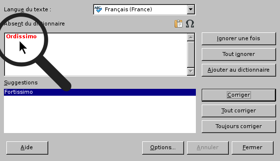 mot "Ordissimo" non reconnu