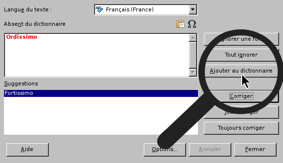 bouton "Ajouter au dictionnaire"