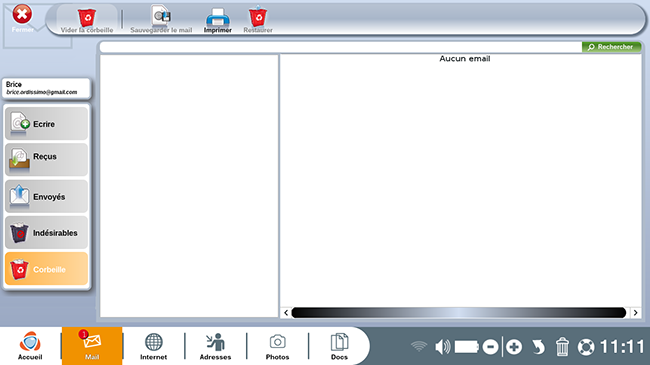 corbeille mail vide